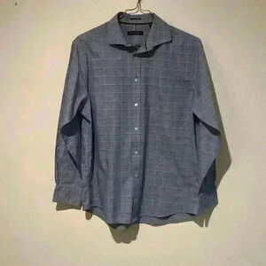 Tommy Hilfiger casual button down shirt 16-16 1/2 34/35 large plaid blue